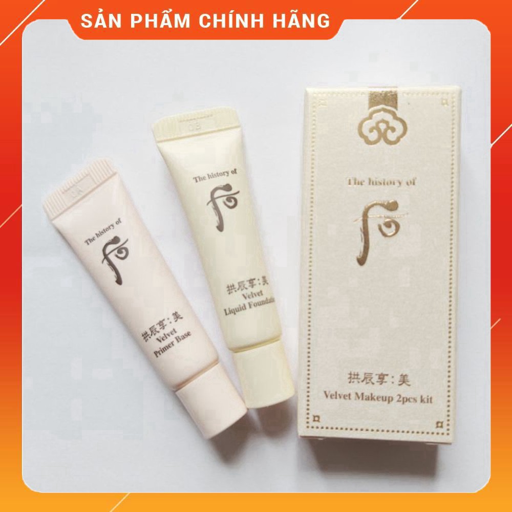 Cặp kem lót và kem nền cao cấp che khuyết điểm hoàn hảo giữ tone suốt 12h và dưỡng làn sáng khỏe Whoo Velvet (6ml +6ml)