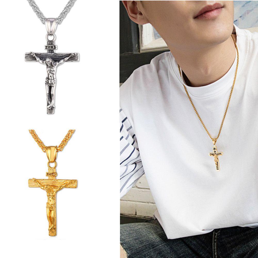 Vòng cổ Bằng Thép Không Gỉ 316L Mặt Thánh Giá Phong Cách Retro