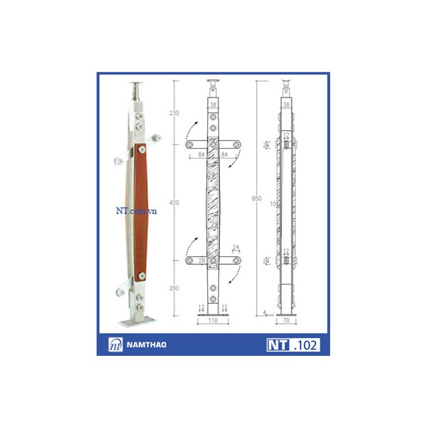 Chân trụ cầu thang kính Nam Thao NT 102