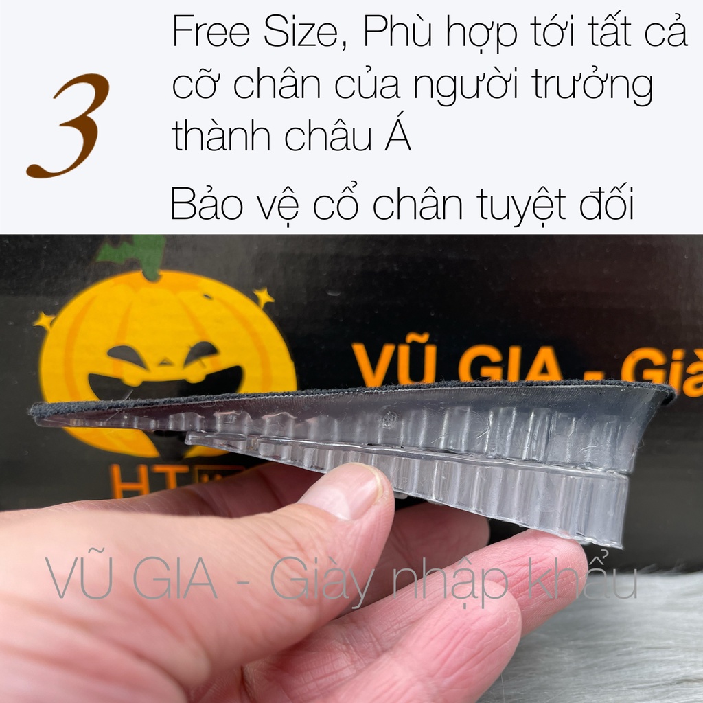 Lót giày tăng chiều Cao Silicon Phân tầng 2 lớp tăng tối đa 4cm Nhập khẩu chính hãng VŨ GIA