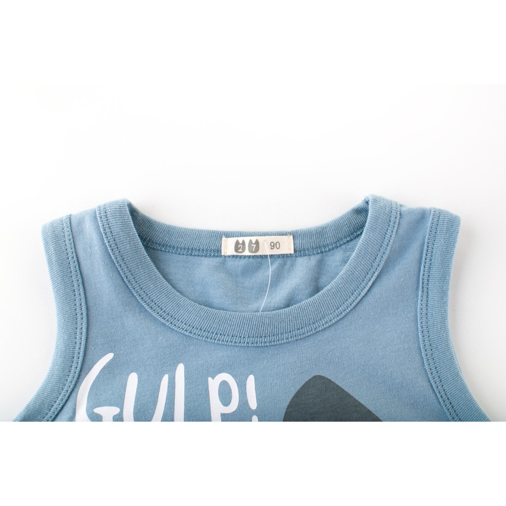 Áo thun không tay in hình cá dễ thương cho bé