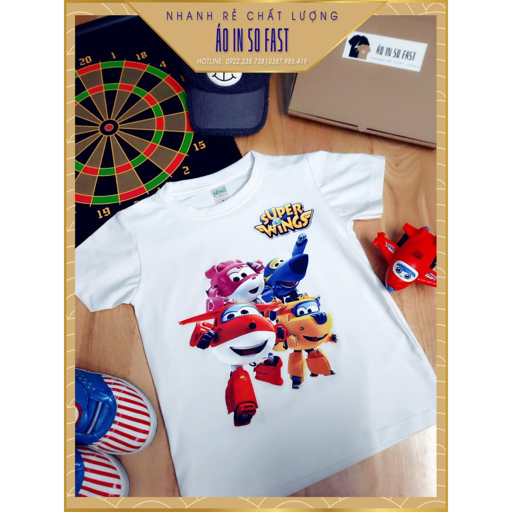 Áo thun 100% cotton Super wings siêu ngộ nghĩnh cho bé