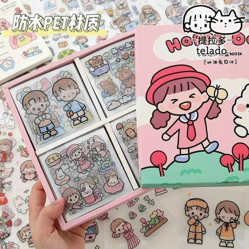 Hộp 100 sticker dán trang trí