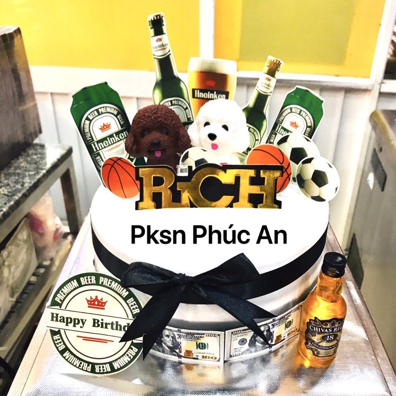 Chó puddle nhựa nhẹ trang trí bánh kem dễ thương