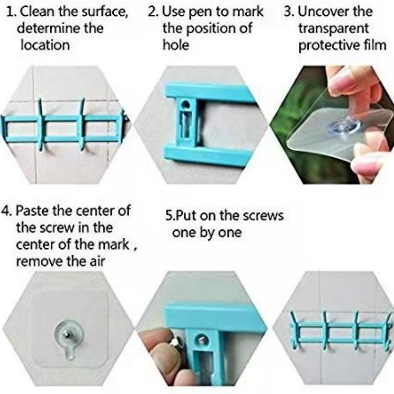 Móc gắn tường siêu dính trong suốt không đóng đinh để treo khăn