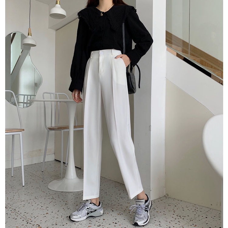 Quần dài lưng cao thiết kế mới thời trang mùa thu theo phong cách hàn quốc