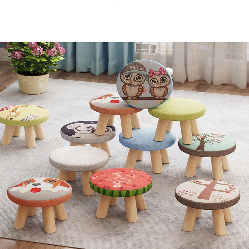 Ghế Đôn Họa Tiết Độc Đáo - Ghế Gỗ Tròn Cao Cấp Trang Trí Bàn Trà Cà Phê