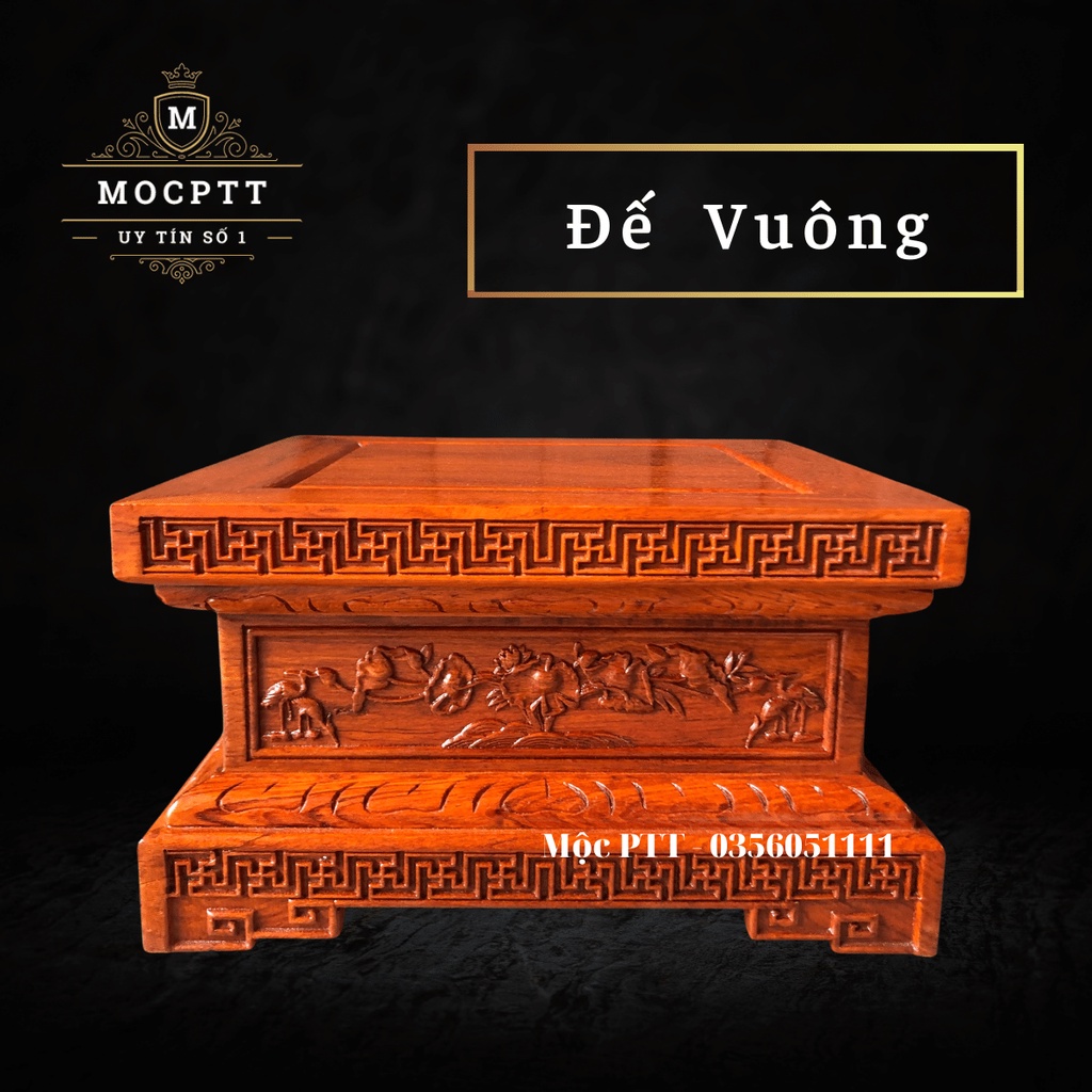 Đôn Vuông , Đế tượng gỗ Hương chịu lực đến 100kg kê cây cảnh , đồ phong thuỷ trang trí nhà cửa