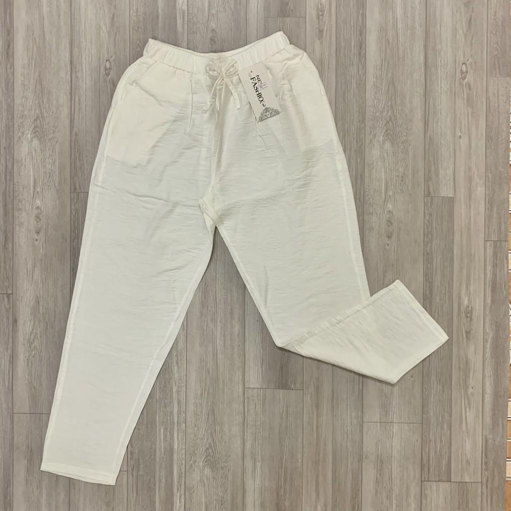 Quần Baggy Nữ Cạp Chun Vải Đũi Siêu Mềm Mịn Mát, Màu Sắc Đẹp Lung Linh - Đủ size