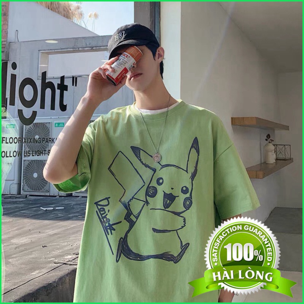 Áo Unisex Nam Nữ Freesize From Rộng Chất Co Dãn In Hình Pikachu Đang Chạy Siêu Hot