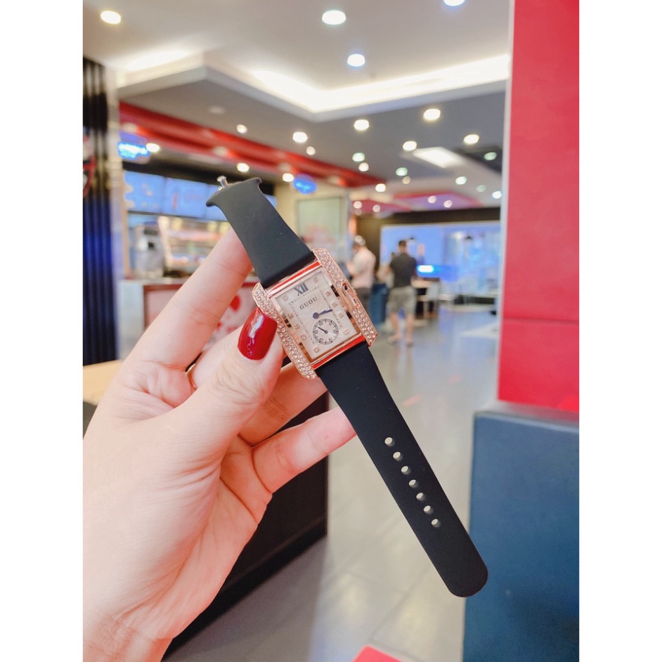 Đồng hồ nữ g.u.o.u quai silicol thông minh , mặt viền đá sang trọng, hình ảnh video tự chụp | BigBuy360 - bigbuy360.vn