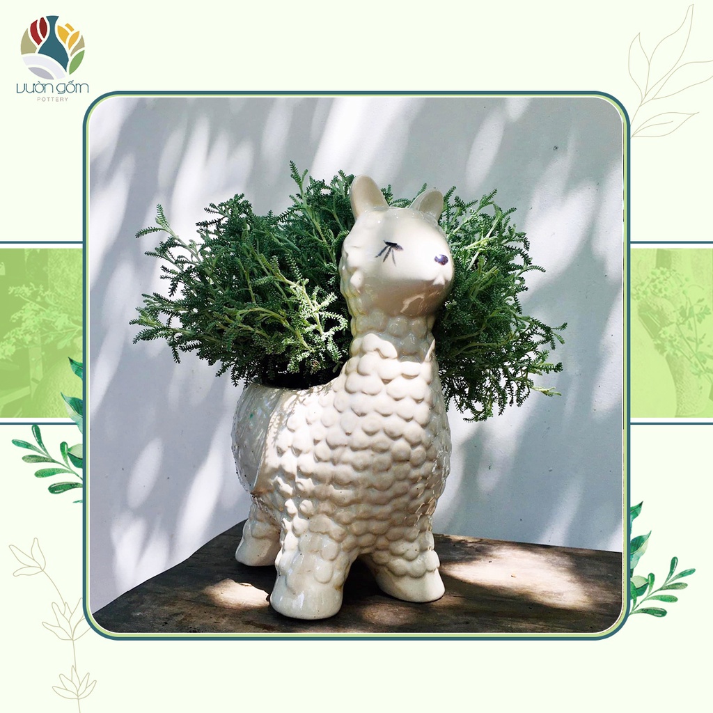 Chậu trồng cây hình lạc đà tráng men ngọc thủ công decor trang trí tiểu cảnh Vườn Gốm - The Garden
