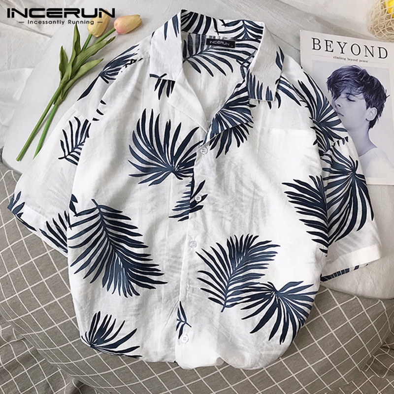 INCERUN Men's Causal Short Sleeve Formal Collar Shirt | BigBuy360 - bigbuy360.vn