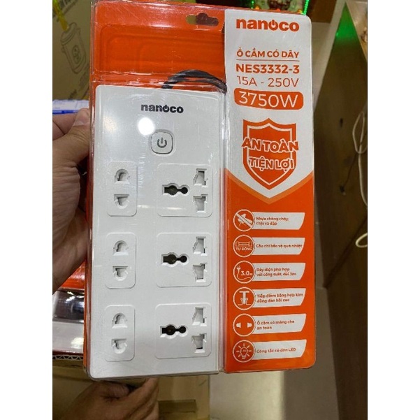 Ổ CẮM ĐIỆN PANASONIC Nanoco Nes3332-3 - Ổ CẮM ĐIỆN CÓ DÂY 2 CHẤU