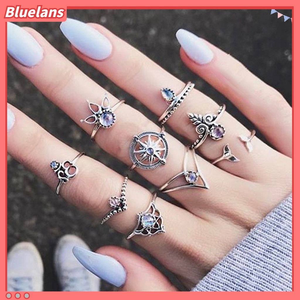 Set 9 nhẫn đeo khớp ngón tay thời trang nữ