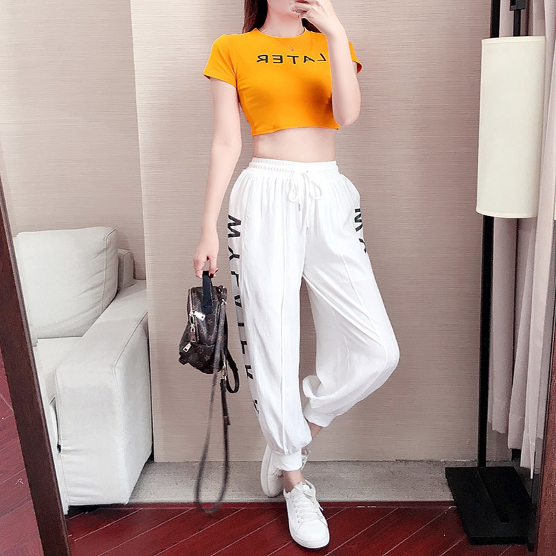 Bộ Đồ Thể Thao Vải Cotton Kiểu Hàn Quốc Thời Trang Xuân Hè 95 5 Spandex 2020