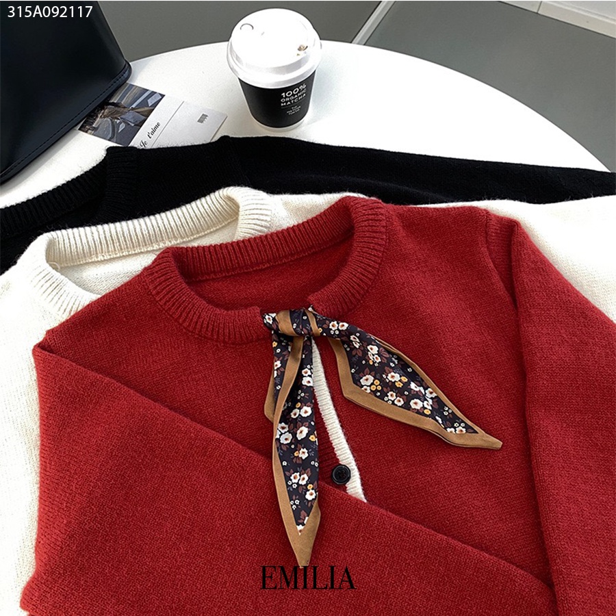 Áo len cổ khăn lụa phong cách Hàn Quốc A092117 | BigBuy360 - bigbuy360.vn