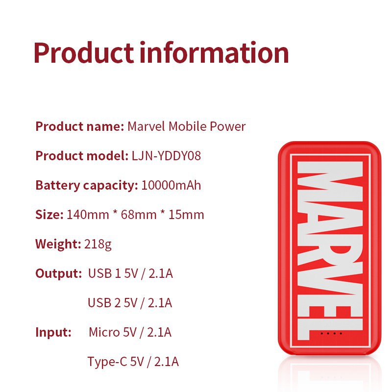 Sạc dự phòng llano 10000mah họa tiết Marvel cá tính dành cho Iphone / Android | BigBuy360 - bigbuy360.vn