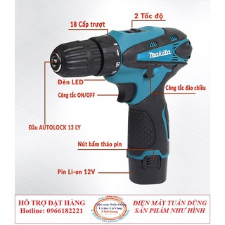 [Chính Hãng] MÁy bắt vít 12v kèm phụ kiện - 2 pin [Ưu Đãi Khủng]