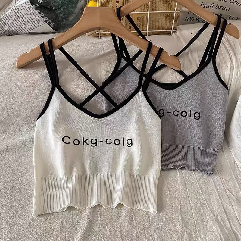 Áo Hai Dây In Chữ Dáng Ôm Gợi Cảm Thời Trang Mùa Hè Cho Nữ