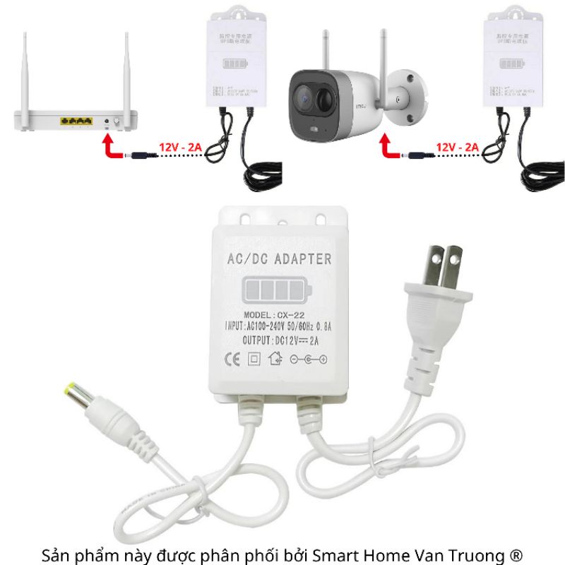 Nguồn UPS cho Wifi, Camera khi mất điện, chống bụi chống nước