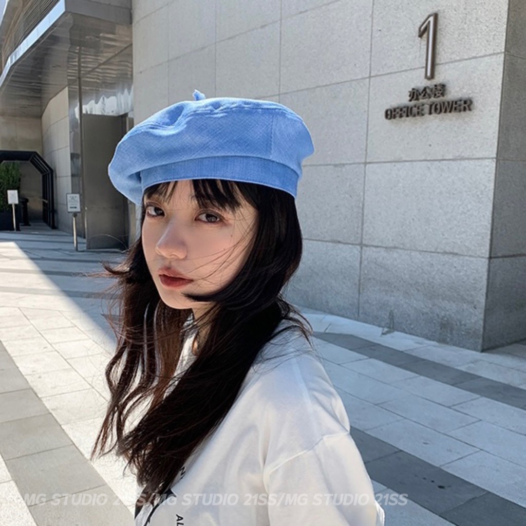 Mũ Beret MG STUDIO Bằng Denim Thời Trang Mùa Hè