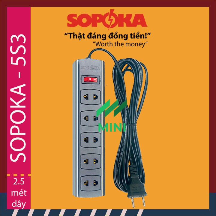Ổ cắm SOPOKA-5S chống cháy chịu tải đến 1200W