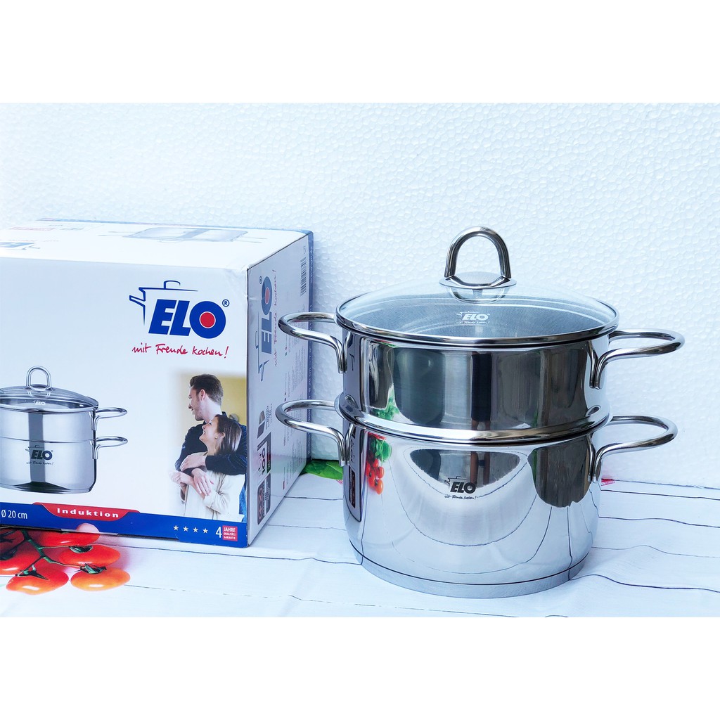 Bộ Nồi Inox Elo Rubin Bio [Chính Hãng Đức],  Bộ Nồi Bếp Từ Kèm 1 Xửng Hấp Đáy Từ Dùng Cho Bếp Từ, Bếp Điện