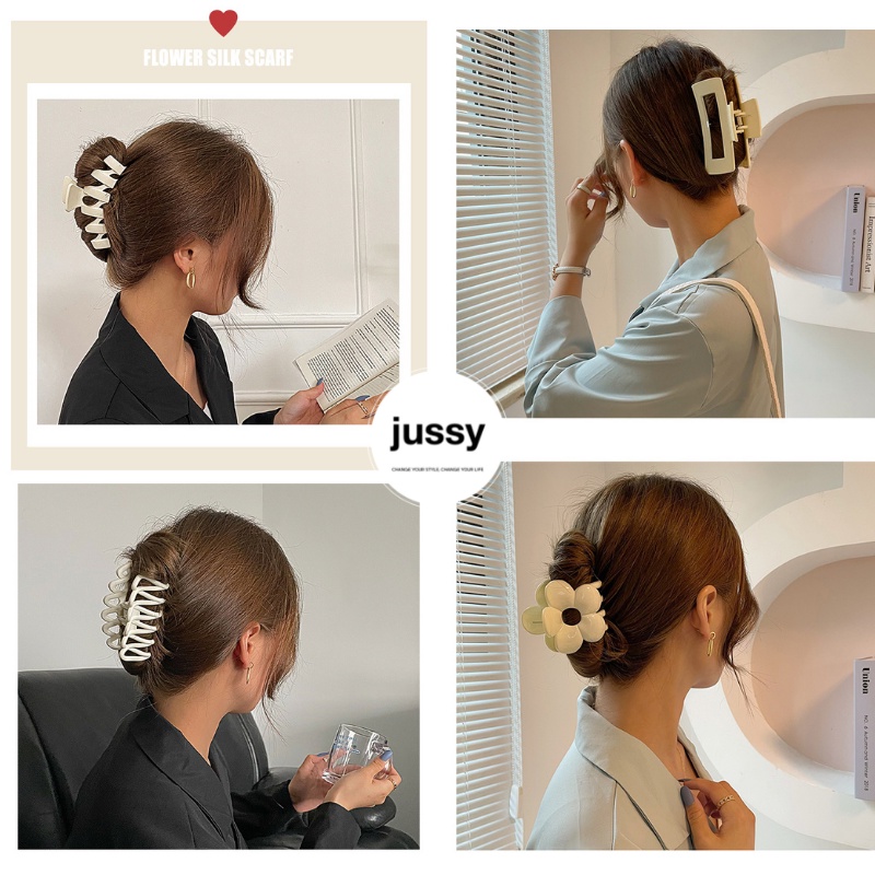 Kẹp Tóc Càng Cua Nhựa Trắng Kem Loại To Jussy Fashion Kiểu Cào Tóc Nhiều Mẩu Vinatge Phong Cách Hàn Quốc Mẩu Ngẫu Nhiên