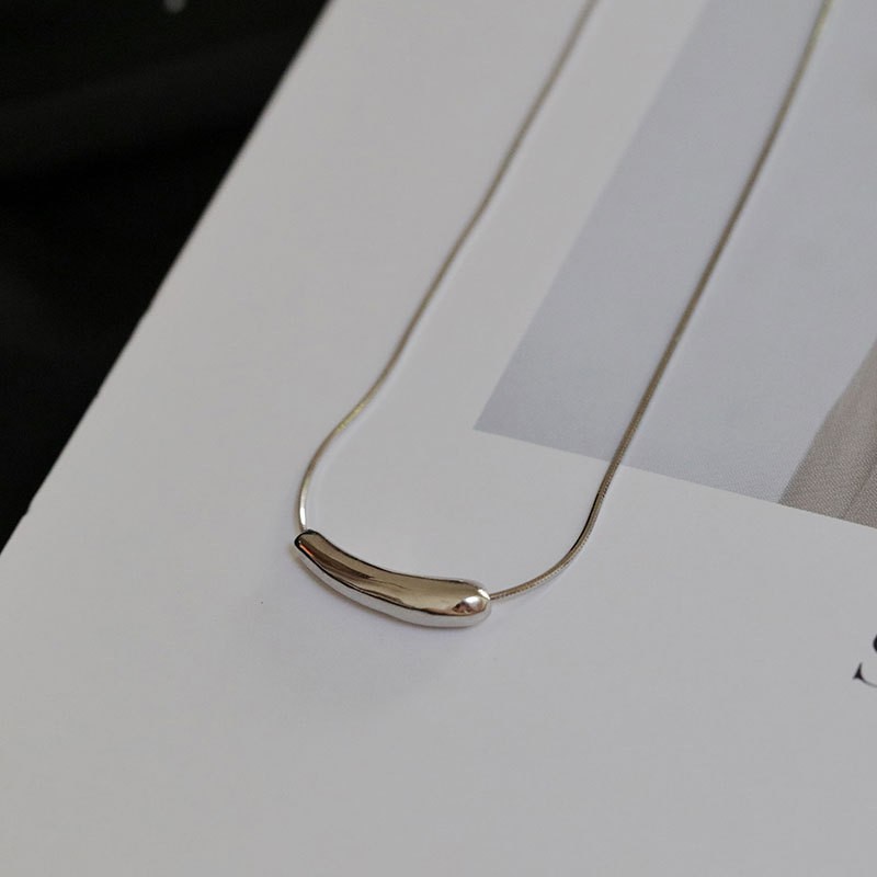 Vòng cổ Mạ Bạc 925 Mặt Hình Giọt Nước Đính Đá Phong Cách Hàn Quốc