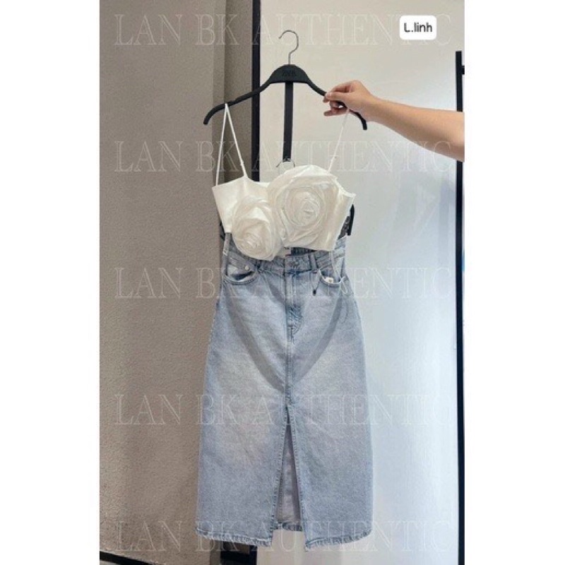 CHÂN VÁY JEAN XANH CHỮ A XẺ TRƯỚC