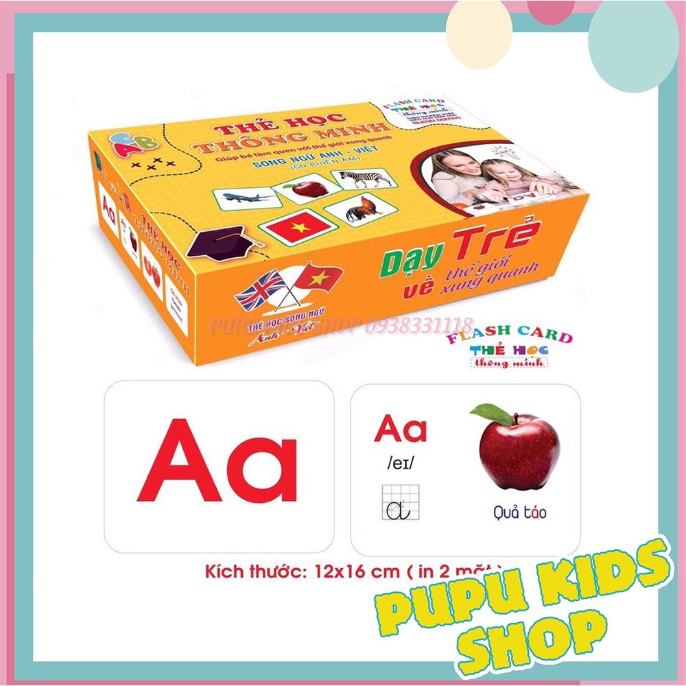 Bộ Thẻ Học Thông Minh 18 Chủ Đề loại to song ngữ tiếng Anh loại chuẩn Glenn Doman Flashcard