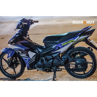 tem trùm xe máy Exciter 50 xanh nước biển cá mập