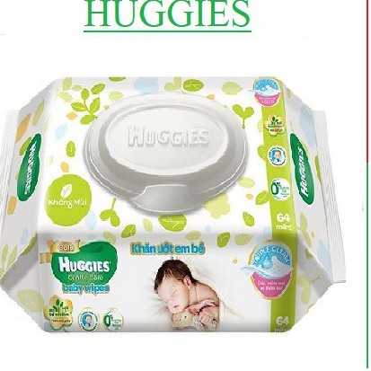 Khăn ướt Huggies gói 64 tờ mới cho trẻ sơ sinh