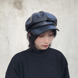 [Ask Xiangfang] Mũ Beret Da pu Phong Cách Hàn Quốc Nhật Bản Retro Thời Trang Thu Đông Dễ Phối Đồ Cho Nữ