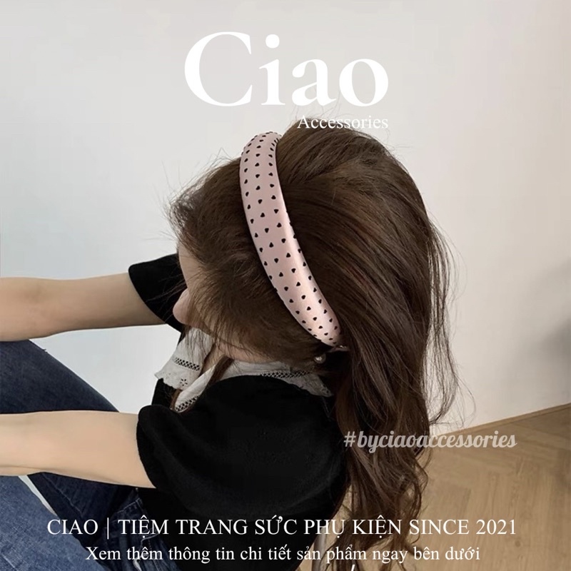 [HOẢ TỐC 1H] Băng đô/ Cài tóc vải lụa mềm thiết kế hoạ tiết tim nhỏ mã 18 Ciao accessories