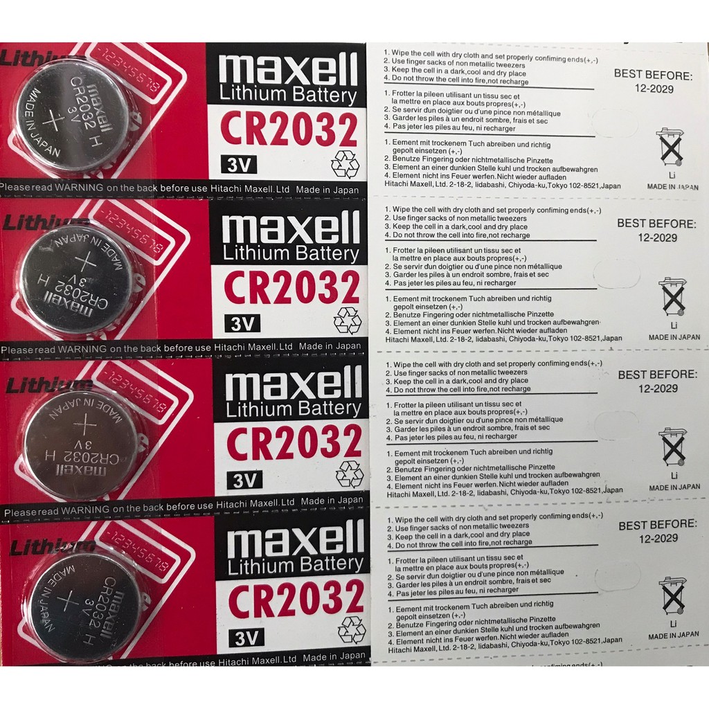 Vỉ 2 viên Pin Cr2032 / Cr2016 / Cr2025 Maxell NHẬT BẢN - pin Chính hãng Chất lượng cao