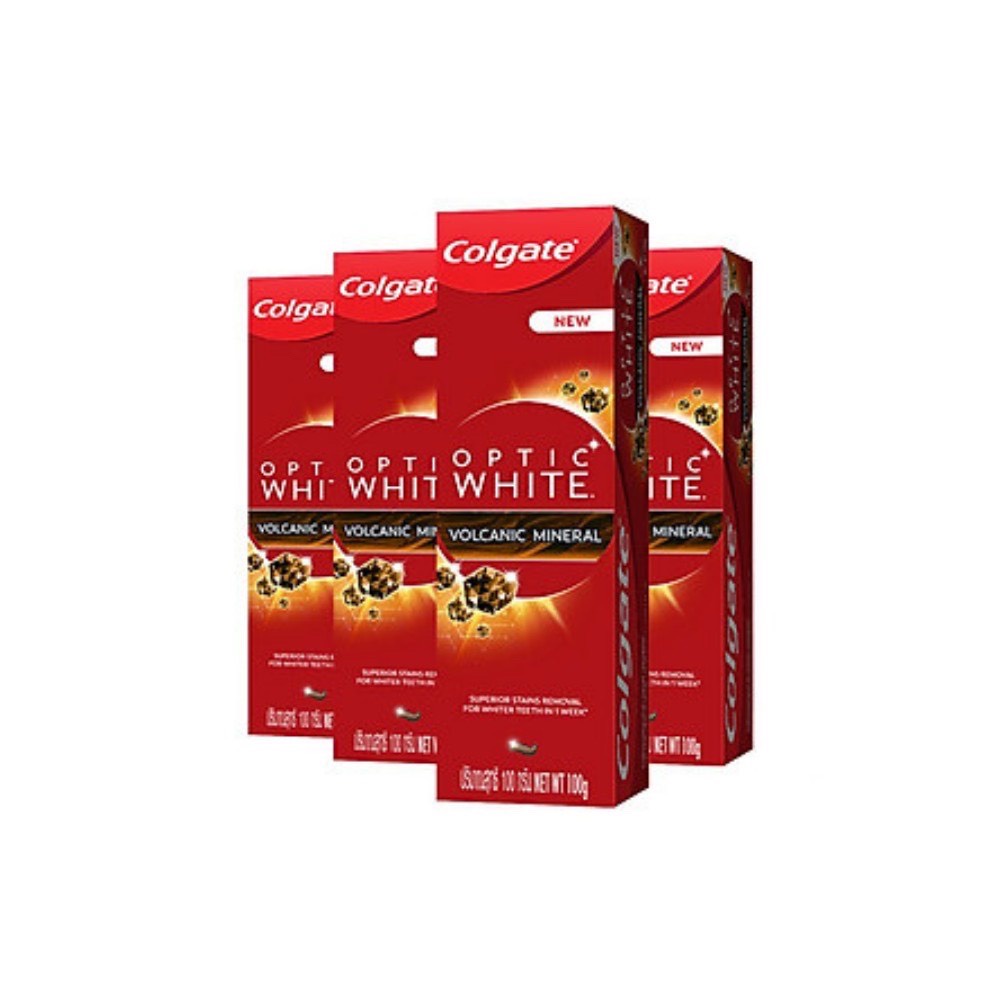 COMBO 4 tuýp kem đánh răng Colgate Optic White Làm trắng và sáng răng từ tinh chất núi lửa 100gX4