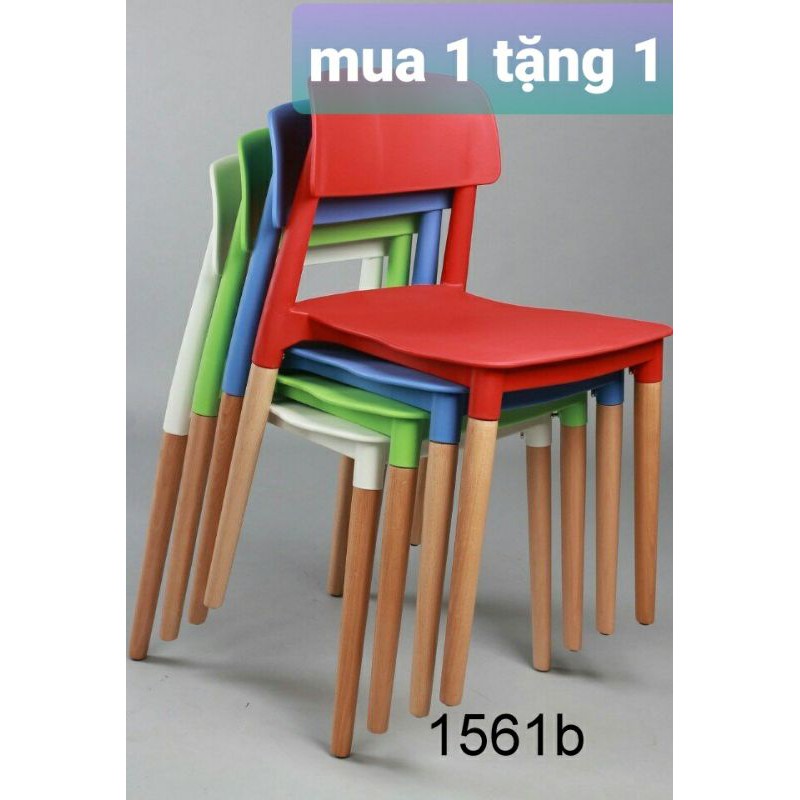 Ghế nhựa chân gỗ