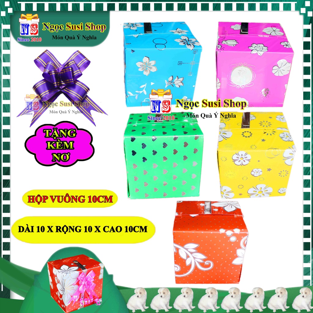 HỘP QUÀ KIẾNG VUÔNG SIZE NHỎ 10CM + TẶNG KÈM NƠ 1,2CM - HỘP GÓI QUÀ GIẤY KIẾNG CAO CẤP