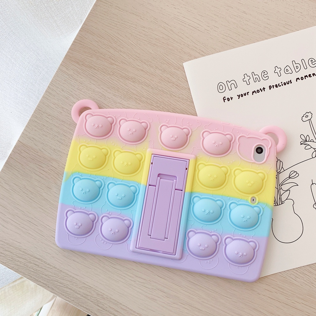 Ốp Máy Tính Bảng Tpu Silicon Mềm Chống Rơi In Hình Gấu Cầu Vồng Cho Ipad Mini123 Mini45 Ipad 5 / 6 / 2017 / 2018 / Pro 9 7 10.2