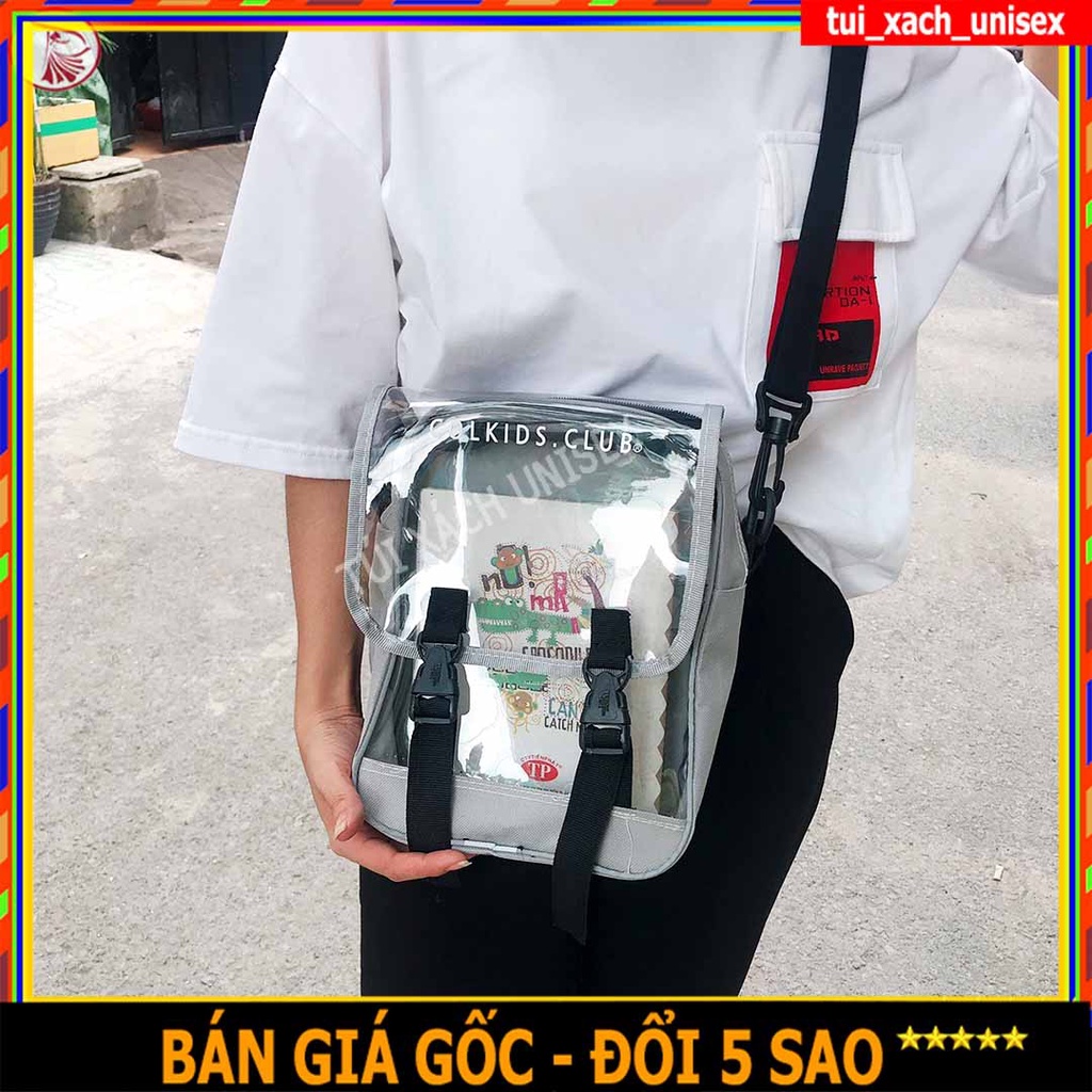 COMBO TÚI + VÍ  Túi đeo chéo NỮ Chất Liệu Nhựa PVC trong suốt in chữ