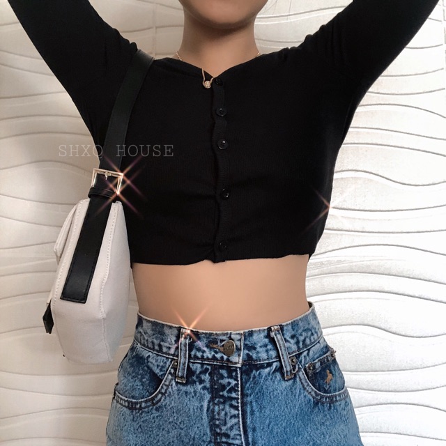 [HÌNH SHOP CHỤP] Áo Croptop Nút Cài Amy Top