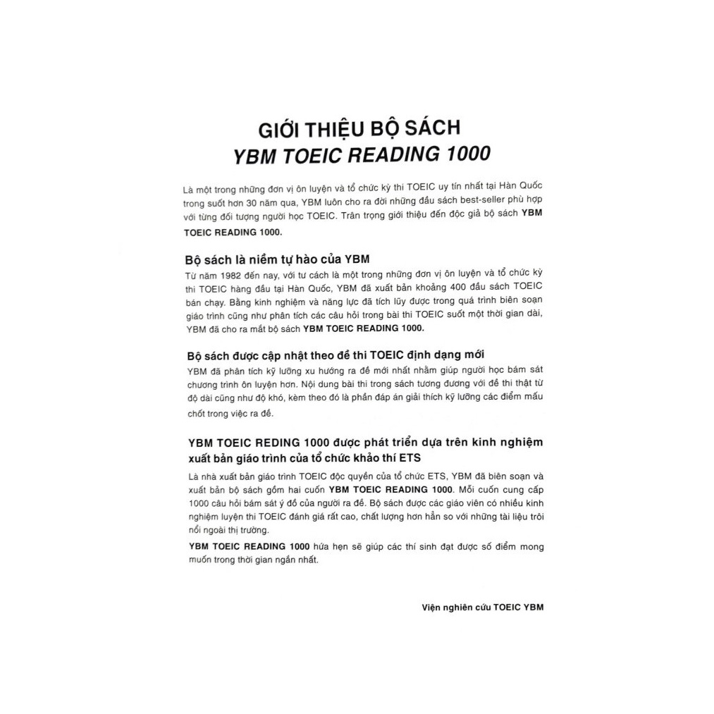 Sách - Combo YBM TOEIC 1000 4 Vol (Trọn Bộ 4 Cuốn)