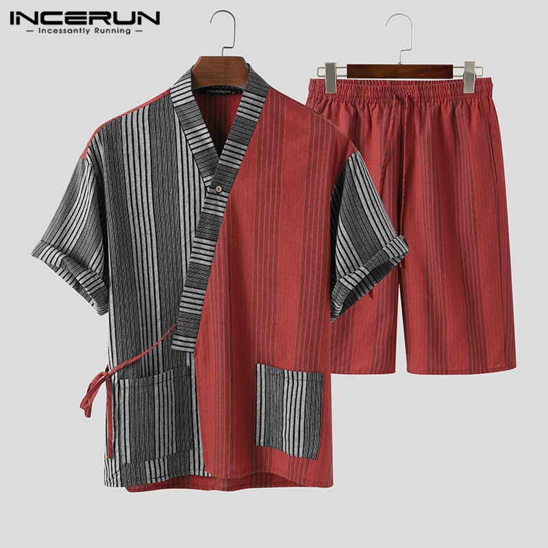 Bộ Đồ Ngủ Pijama INCERUN Chất Liệu Cotton Phong Cách Cổ Điển Cho Nam