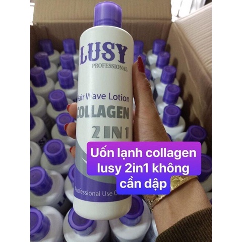 Thuốc uốn lạnh Lusy Collagen không cần dập 500ml uốn tóc nam tóc nữ tại nhà KKLICK77 tặng kẹp+bao tay