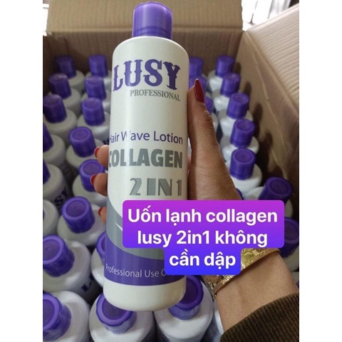 thuốc uốn lạnh Lusy Collagen không cần dập 500ml uốn tóc nam tóc nữ tại nhà KKLICK77 tặng kẹp+bao tay