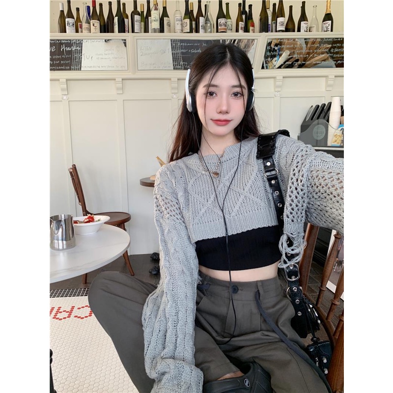 Bộ Áo Sweater Dệt Kim Dáng Rộng + Quần Short Xinh Xắn Theo Phong Cách Mùa Thu Dành Cho Nữ