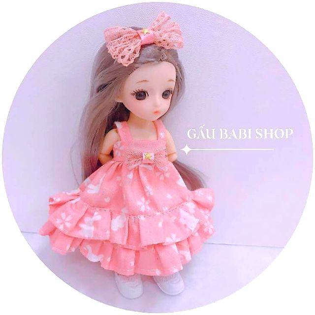 Set đầm tặng cài tóc cho búp bê baboliy, size 1/8, 5inch, ob11, ddf, blythe, animator