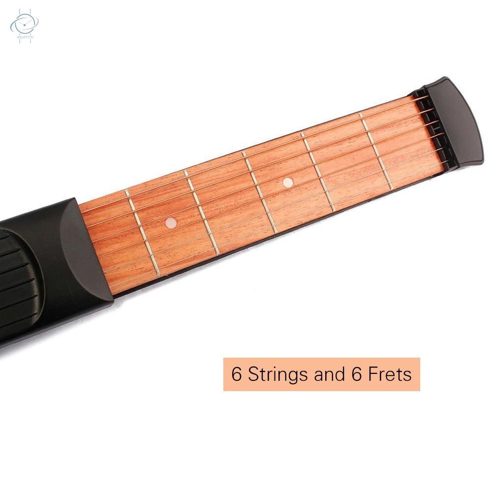 ♫6 String 6 Fret Model Portable Pocket Guitar Neck Chord Trainer Guitar Practice Tool for Trainer Beginner Black